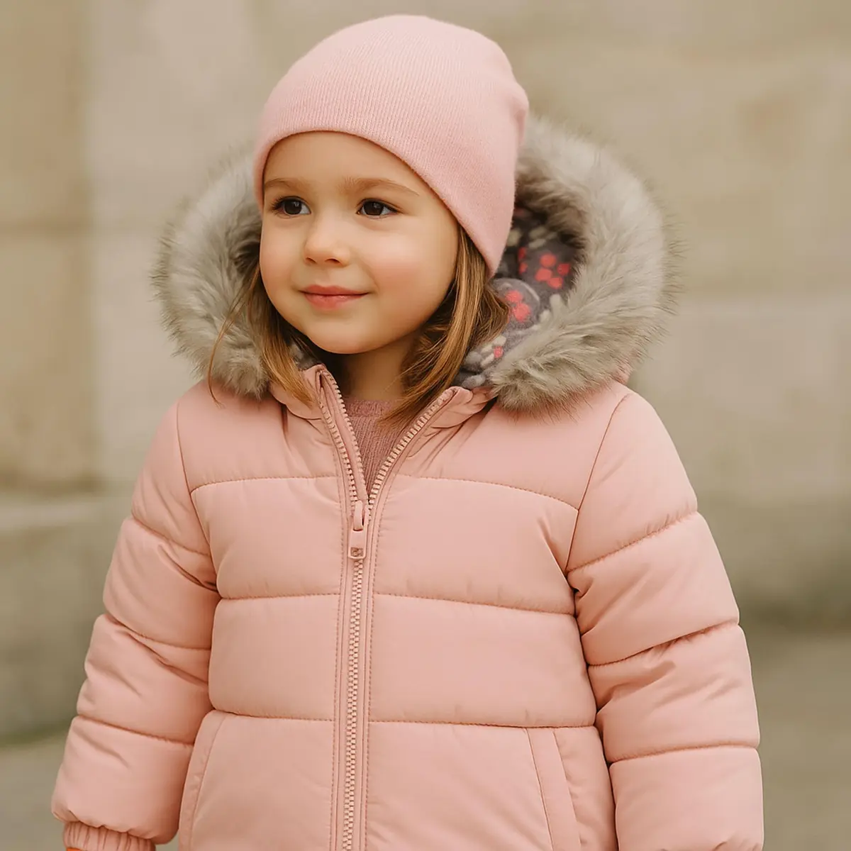 Weather Tamer Girls' Lilac 3T Winter Puffer Jacket with Faux Fur Hood & Beanie | Warm, Wind-Resistant, Machine Washable - view 2