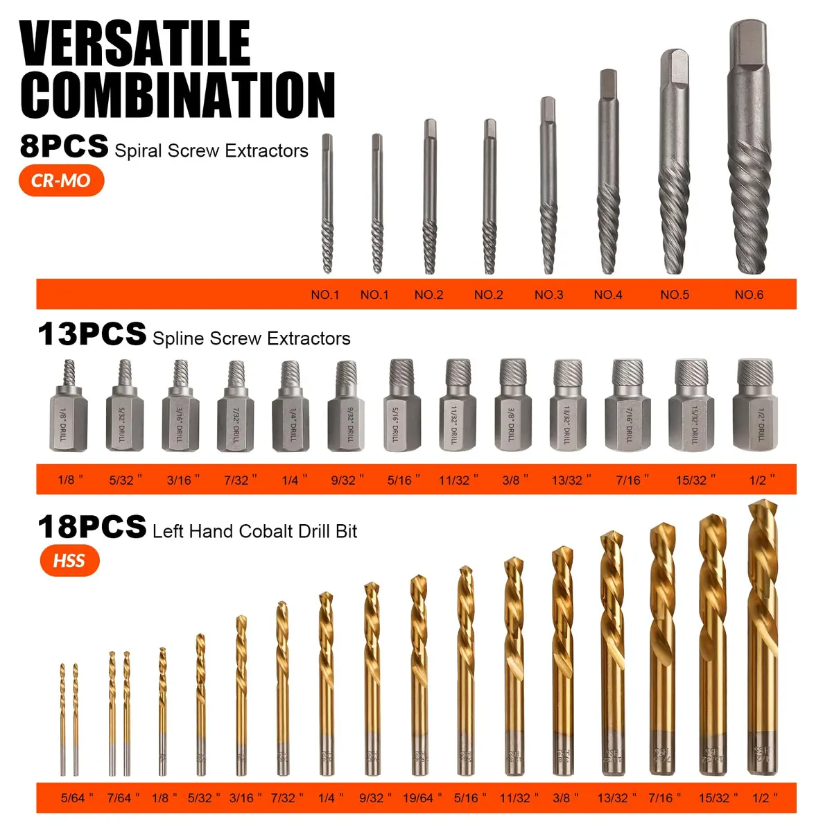 coobeast Bolt Extractor Kit 72PCS | Heavy Duty, Durable & Sharp for Broken Bolts & Screws - view 3