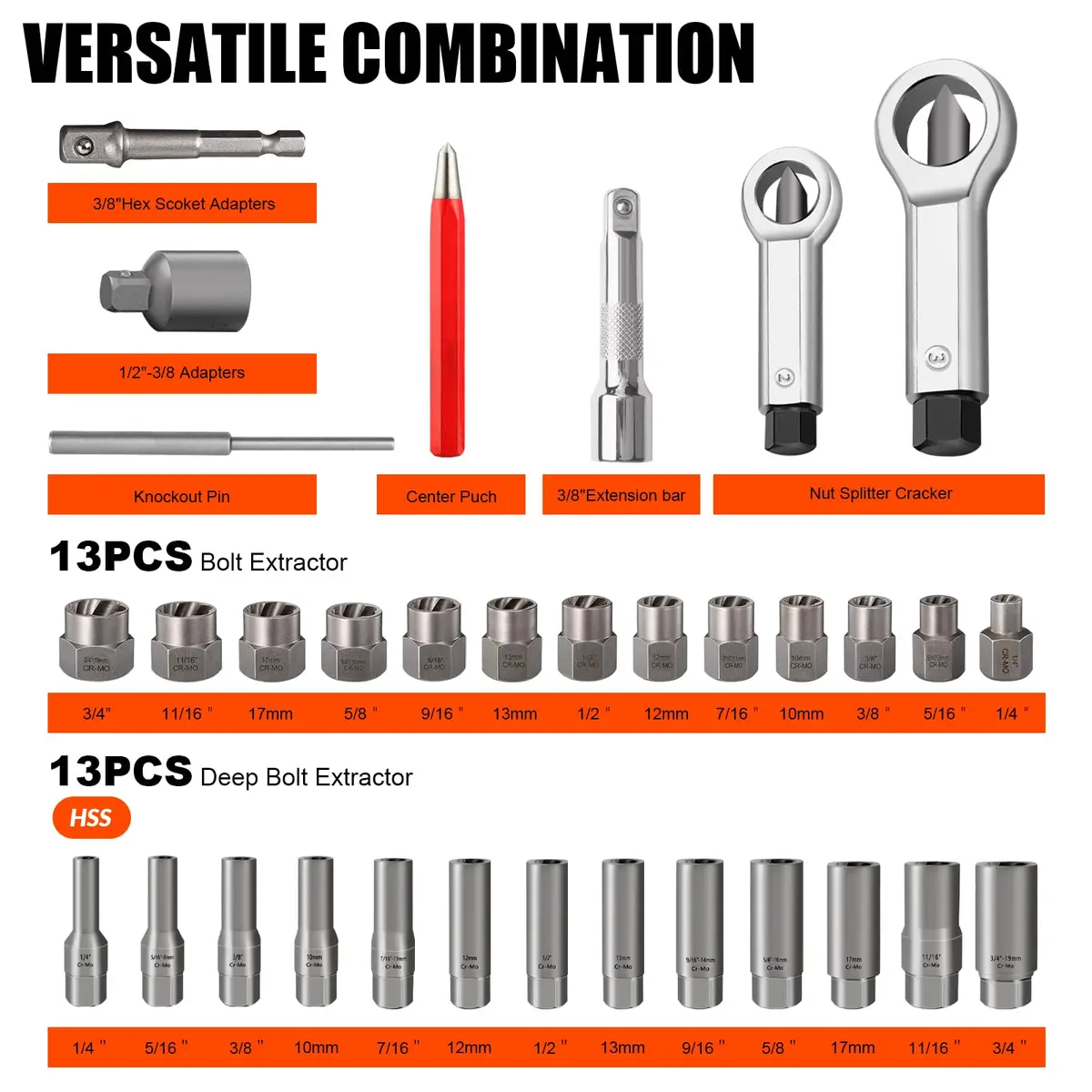 coobeast Bolt Extractor Kit 72PCS | Heavy Duty, Durable & Sharp for Broken Bolts & Screws - view 4