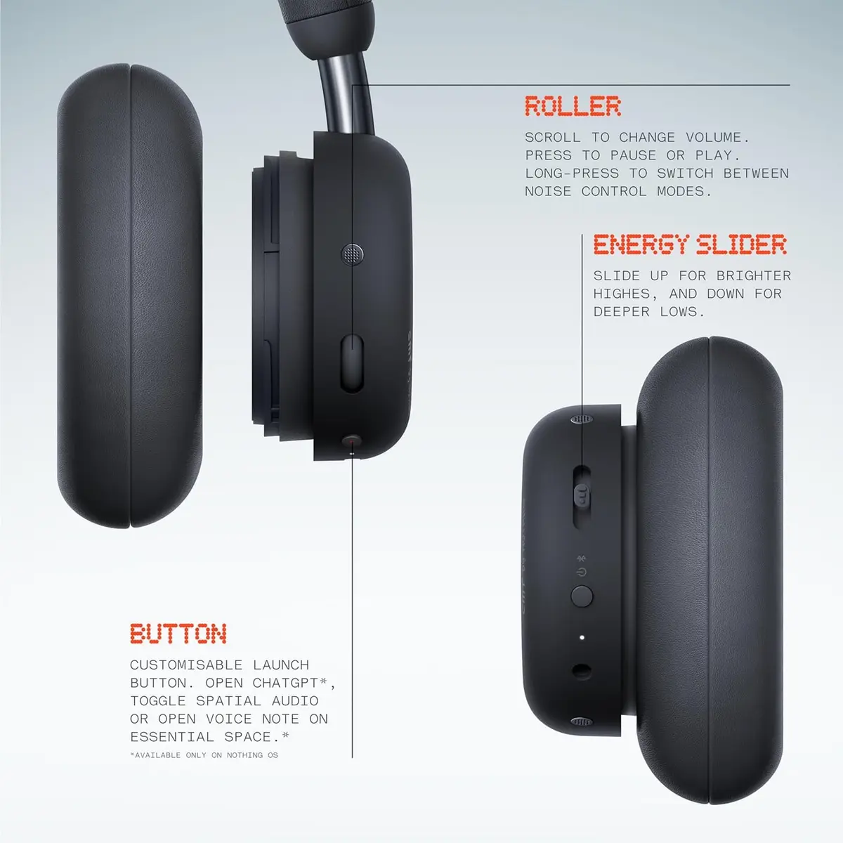 CMF BY Nothing Headphone Pro Active Noise Canceling Wireless Headphones Bluetooth 5.4 Over Ear 50H Playtime Dark Grey | LDAC & Custom EQ - view 4