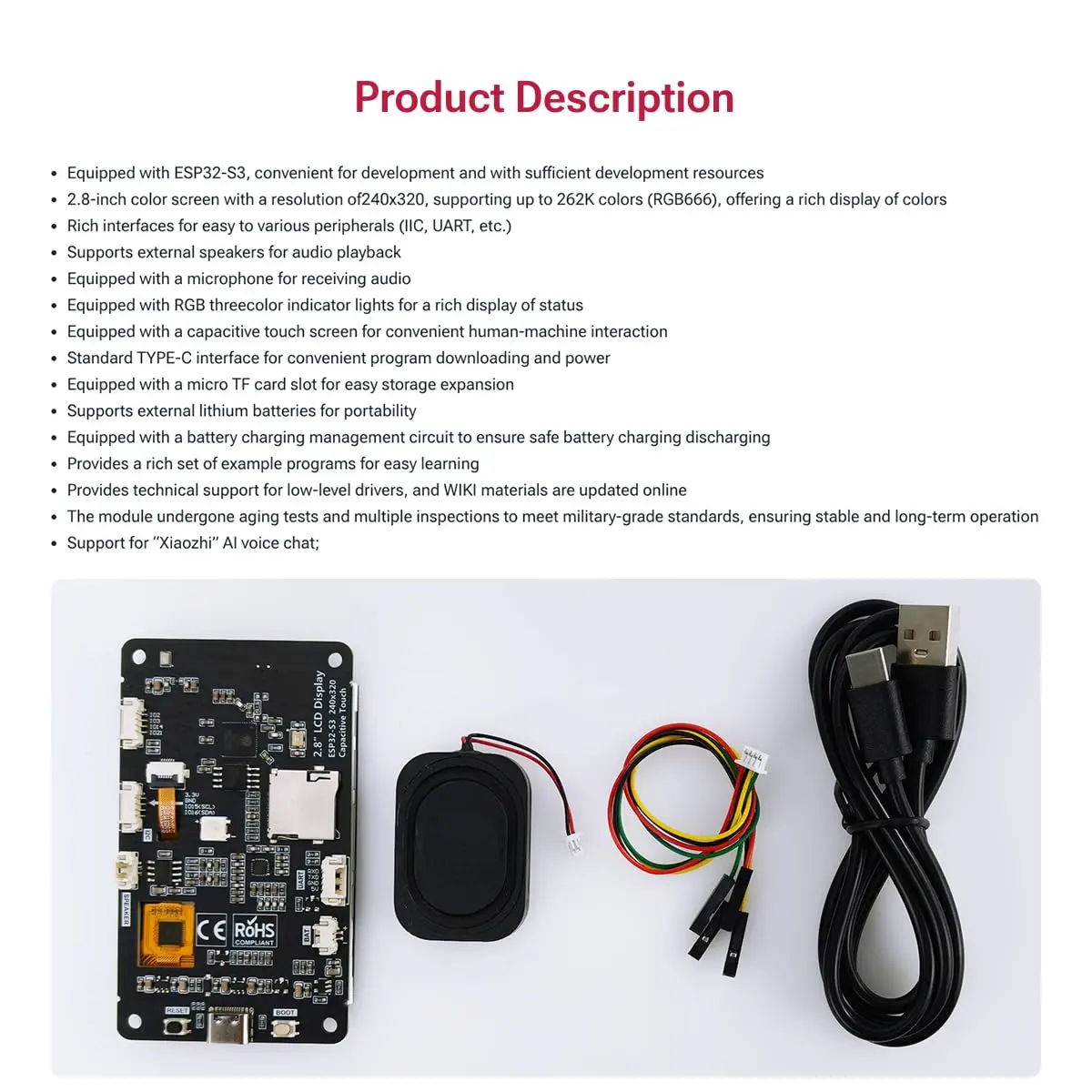 Hosyond ESP32-S3 Touchscreen Module, 2.8" 240x320 IPS LCD with WiFi Bluetooth, Capacitive Touch for Arduino IoT Projects - view 7