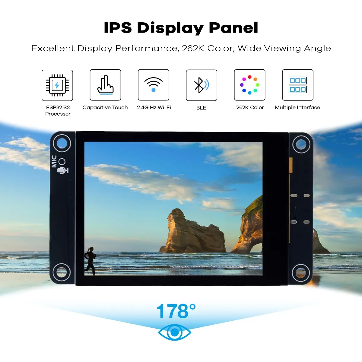 Hosyond ESP32-S3 Touchscreen Module, 2.8" 240x320 IPS LCD with WiFi Bluetooth, Capacitive Touch for Arduino IoT Projects - view 2