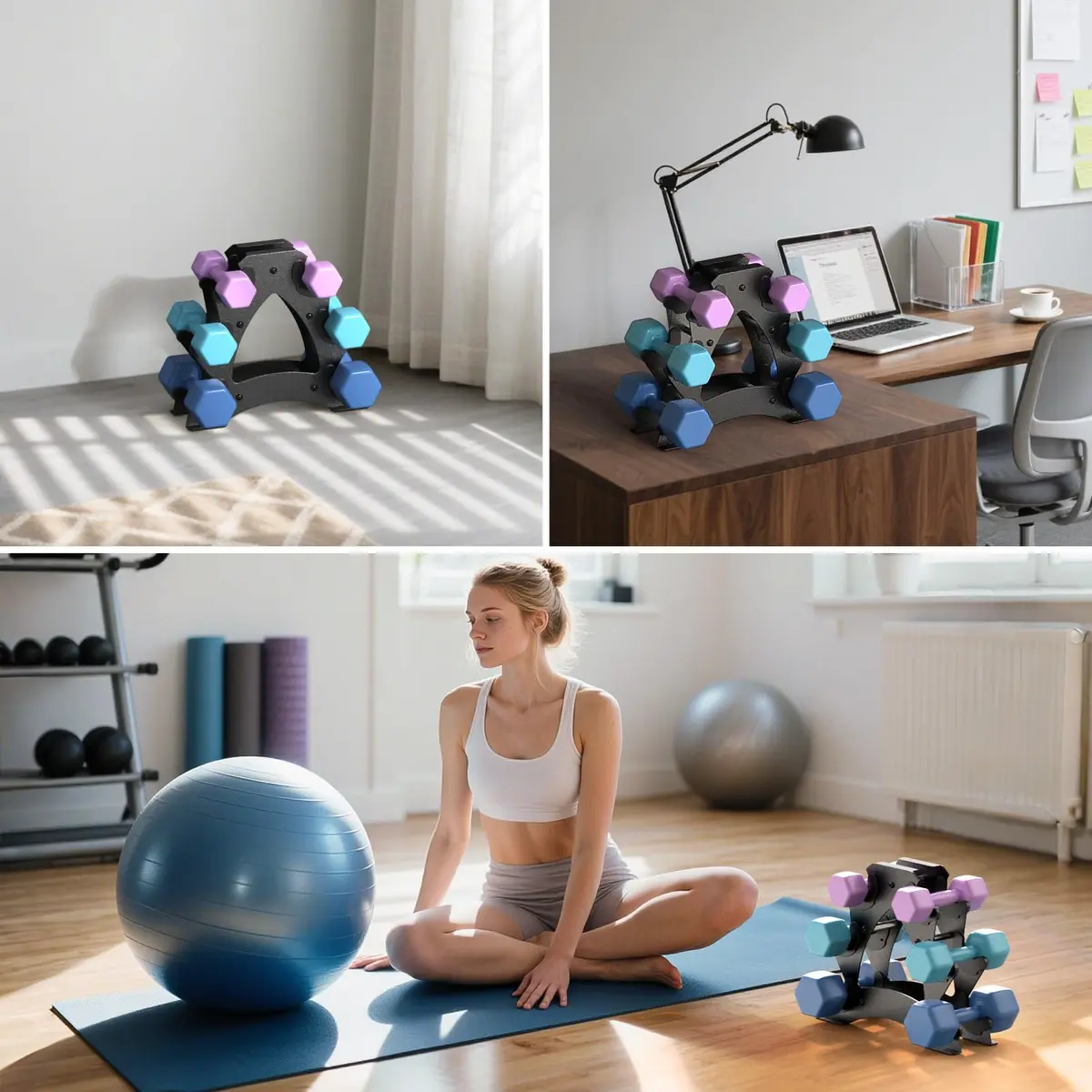 Strifuture Dumbbell Rack Stand for Space Saving | Supports 1-15 LB Weights, Heavy Duty Iron, Compact Design - view 5