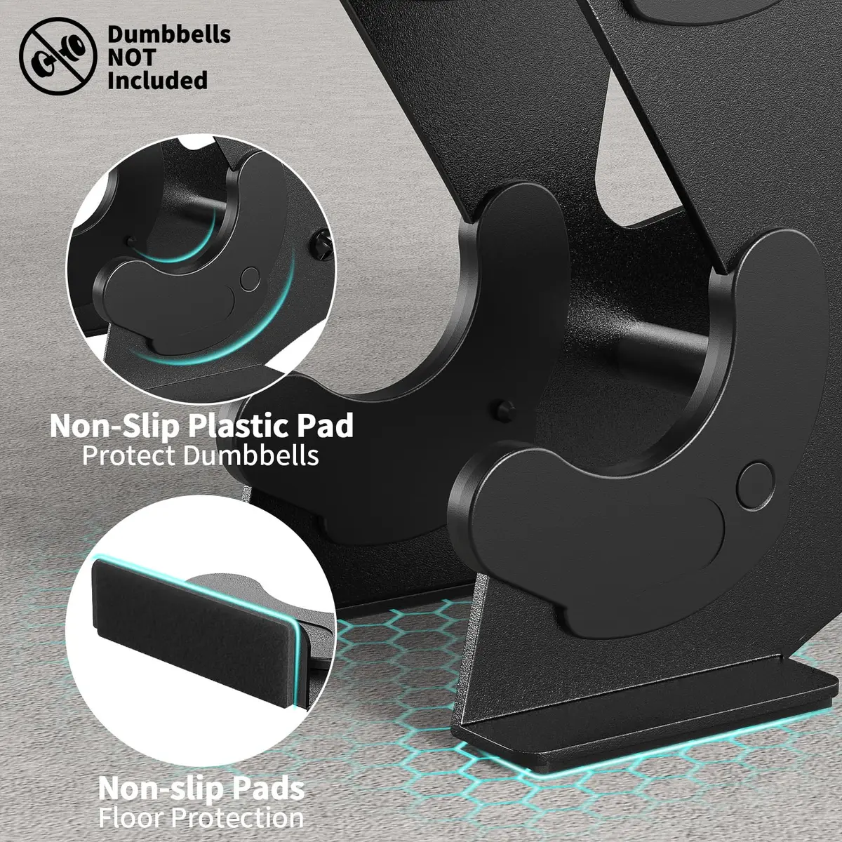 Strifuture Dumbbell Rack Stand for Space Saving | Supports 1-15 LB Weights, Heavy Duty Iron, Compact Design - view 2