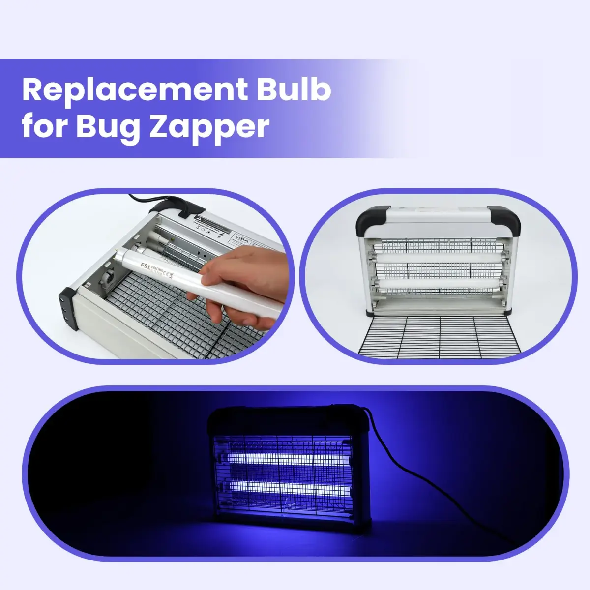 LiBa Bug Zapper Replacement Bulb 10W 2-Pack | 4000-Hour Lifespan UV Lamp for 20W Indoor Zappers - view 6
