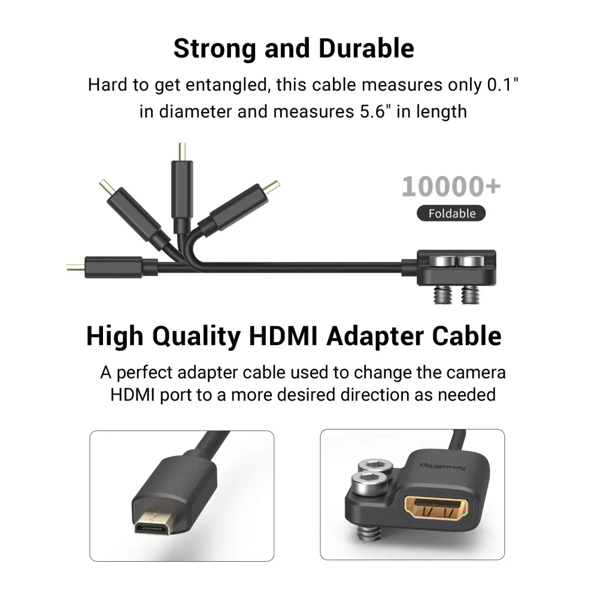 SMALLRIG USB-C Cable Male to Female 20Gbps 240W | 20cm (7.9in) Angled Cable with 1/4"-20 Screws for Camera Cage - view 7