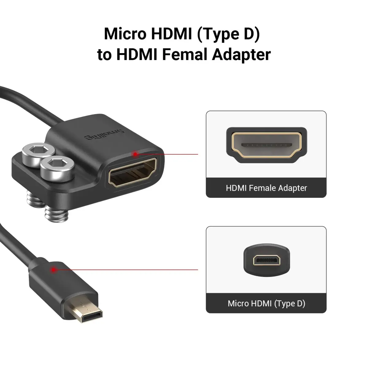 SMALLRIG USB-C Cable Male to Female 20Gbps 240W | 20cm (7.9in) Angled Cable with 1/4"-20 Screws for Camera Cage - view 2