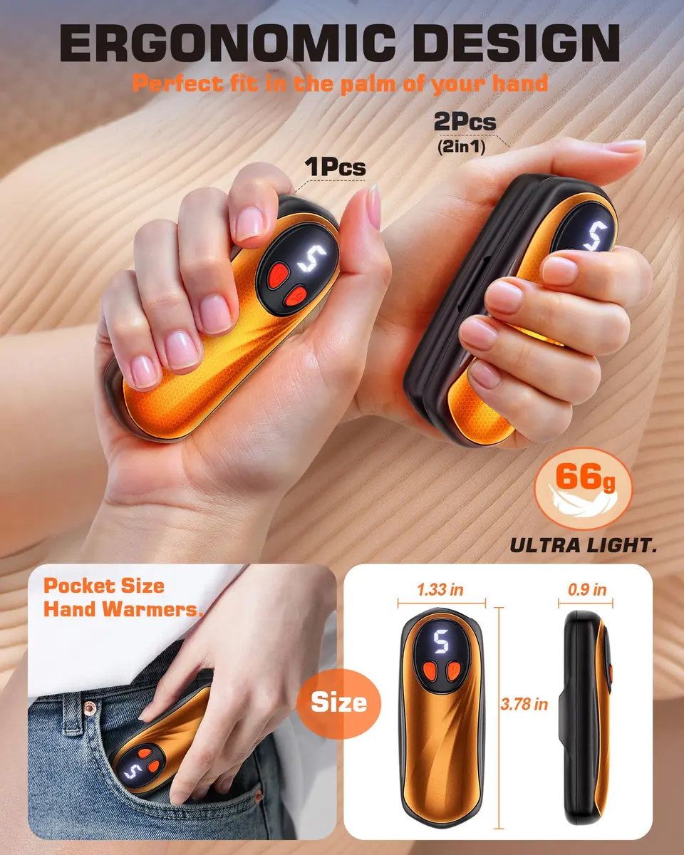 KILeap Hand Warmers Rechargeable 2 Pack | 6000mAh, 5-Level Heating, Portable & Reusable - view 6