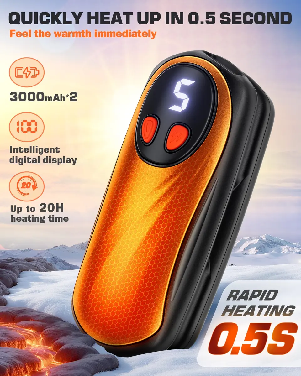 KILeap Hand Warmers Rechargeable 2 Pack | 6000mAh, 5-Level Heating, Portable & Reusable - view 2