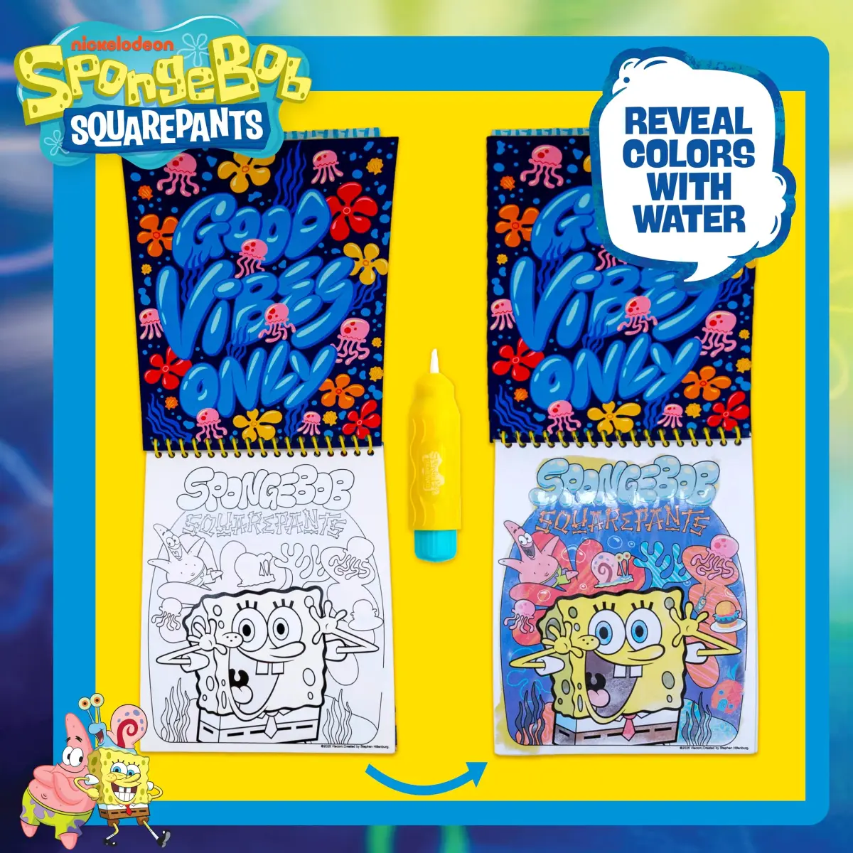 Horizon Group USA Spongebob Aqua Art Mess-Free Water Reveal Coloring Book with Pen 6 x 7.5 in. (4 Pages) | Reusable Travel Activity Pad for Kids Ages 3+ - view 3