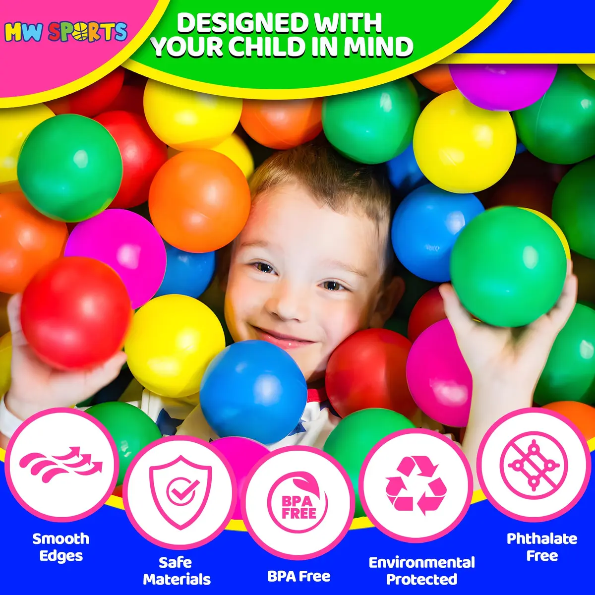 MW SPORTS Plastic Crush Proof Ball Pit Balls for Kids & Toddlers | Assorted Colors, 400 Balls, Safe & BPA-Free - view 3