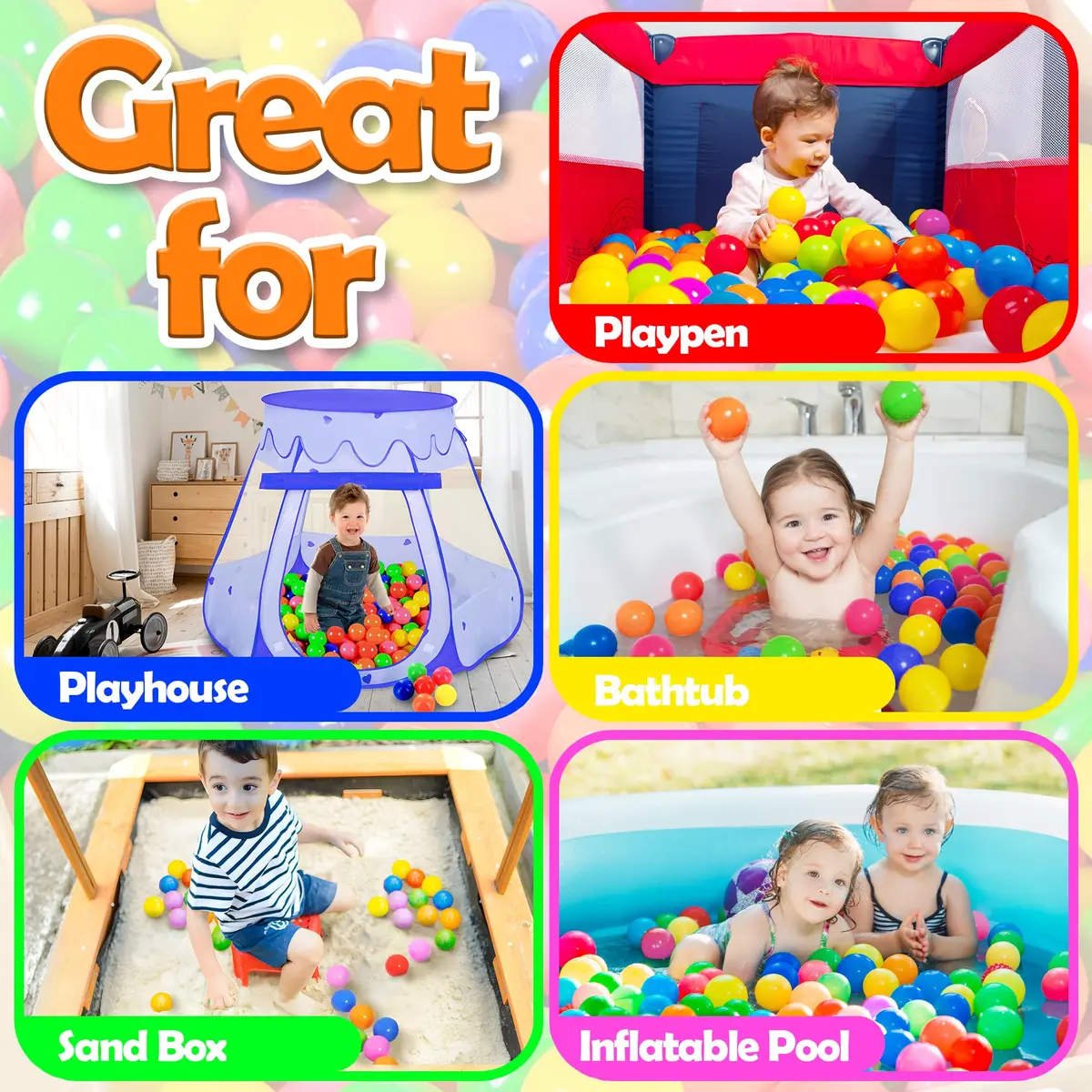 MW SPORTS Plastic Crush Proof Ball Pit Balls for Kids & Toddlers | Assorted Colors, 400 Balls, Safe & BPA-Free - view 4