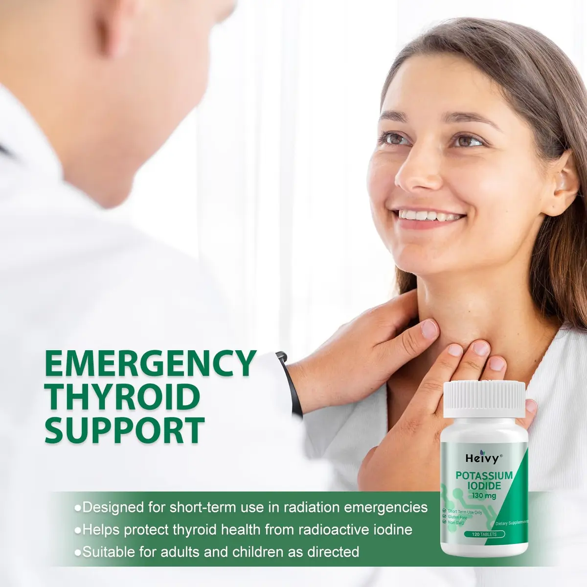 Heivy Potassium Iodide 130mg | Thyroid & Immune Support Tablets, 120 Unflavored, Made in USA - view 6