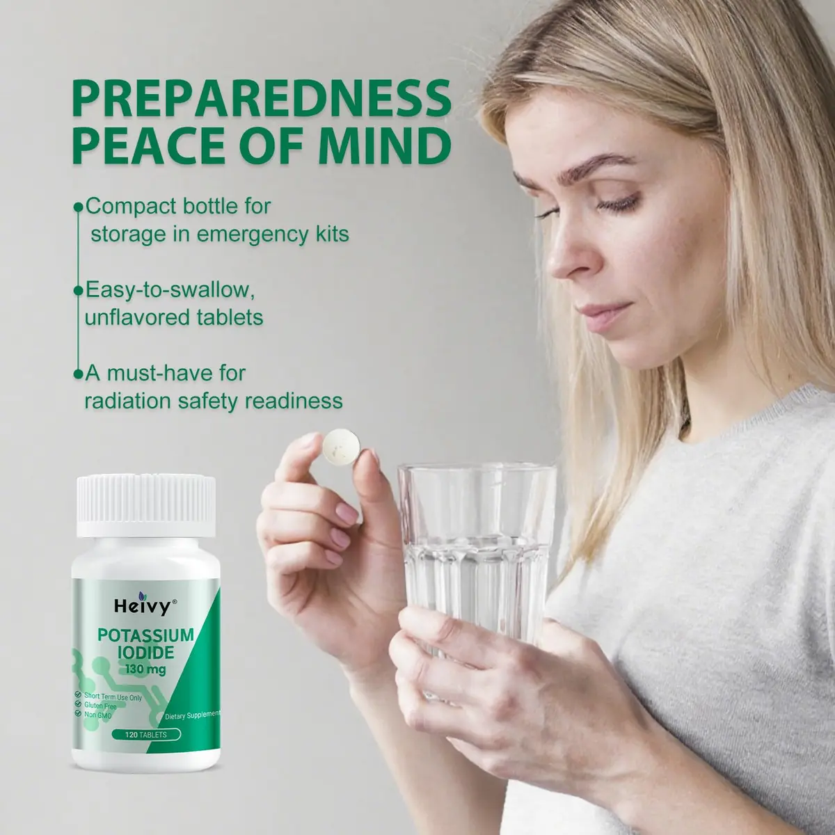 Heivy Potassium Iodide 130mg | Thyroid & Immune Support Tablets, 120 Unflavored, Made in USA - view 7