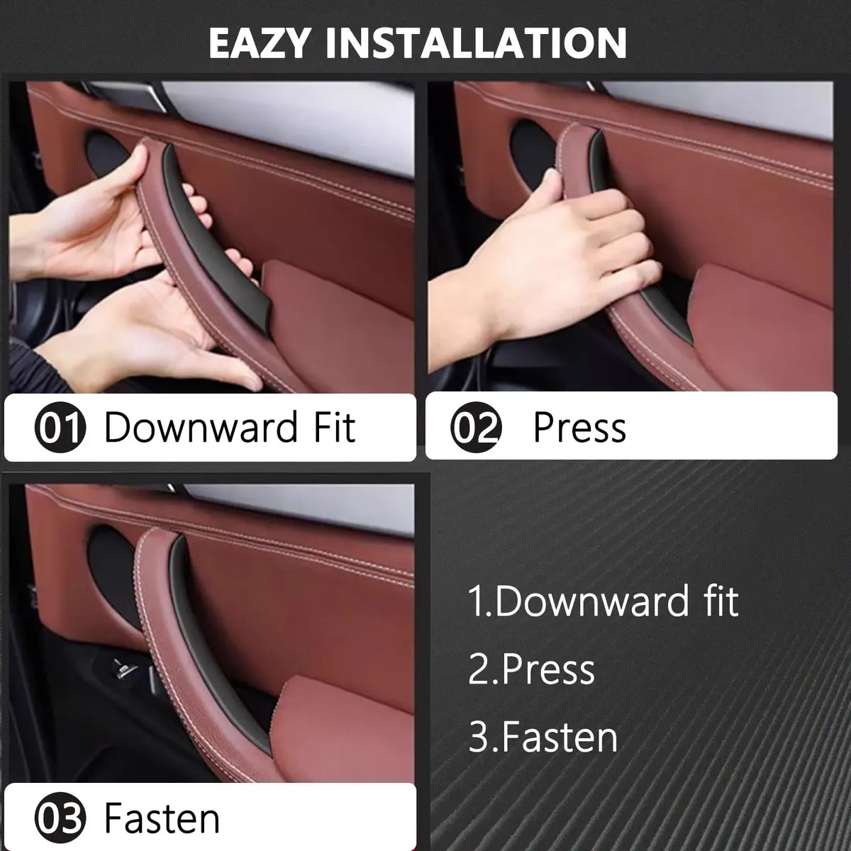 ORIVIN Black 3pcs Interior Door Handle Covers for BMW X3 F25 X4 F26 | Direct Fit Replacement - view 7