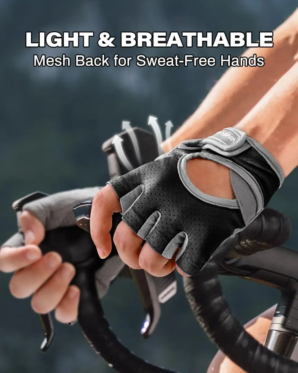 VINSGUIR Weight Lifting Gloves, Breathable & Padded, Black/Gray, X-Large for Men & Women - view 4