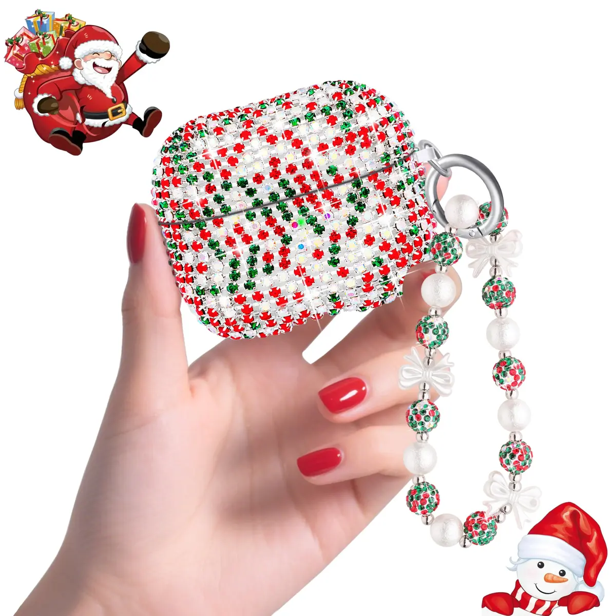 Ucharmbead Bling Case for Samsung Galaxy Buds 3 Pro with Keychain | Christmas Edition - view 6