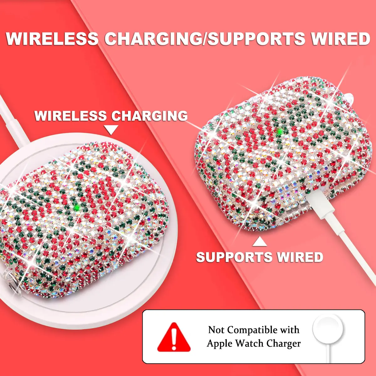 Ucharmbead Bling Case for Samsung Galaxy Buds 3 Pro with Keychain | Christmas Edition - view 4