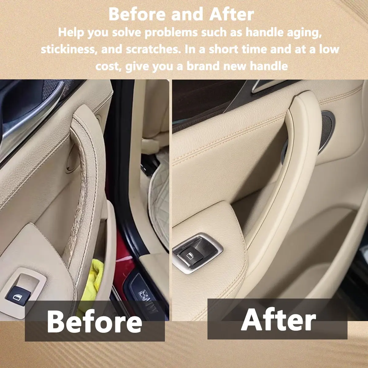 ORIVIN Interior Door Pull Handle Covers Beige for BMW X3 F25 X4 F26 | Set of 3 - view 5