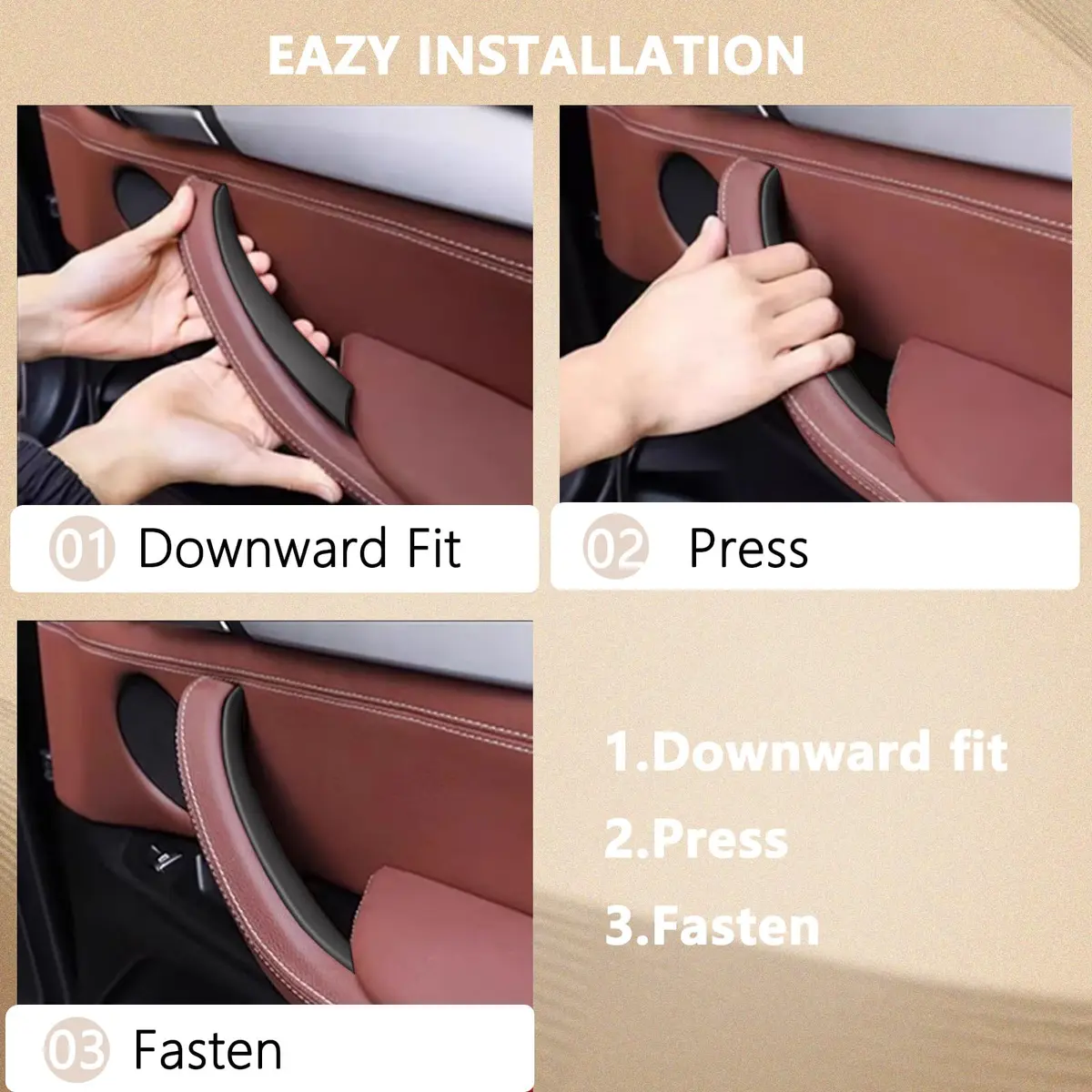 ORIVIN Interior Door Pull Handle Covers Beige for BMW X3 F25 X4 F26 | Set of 3 - view 6