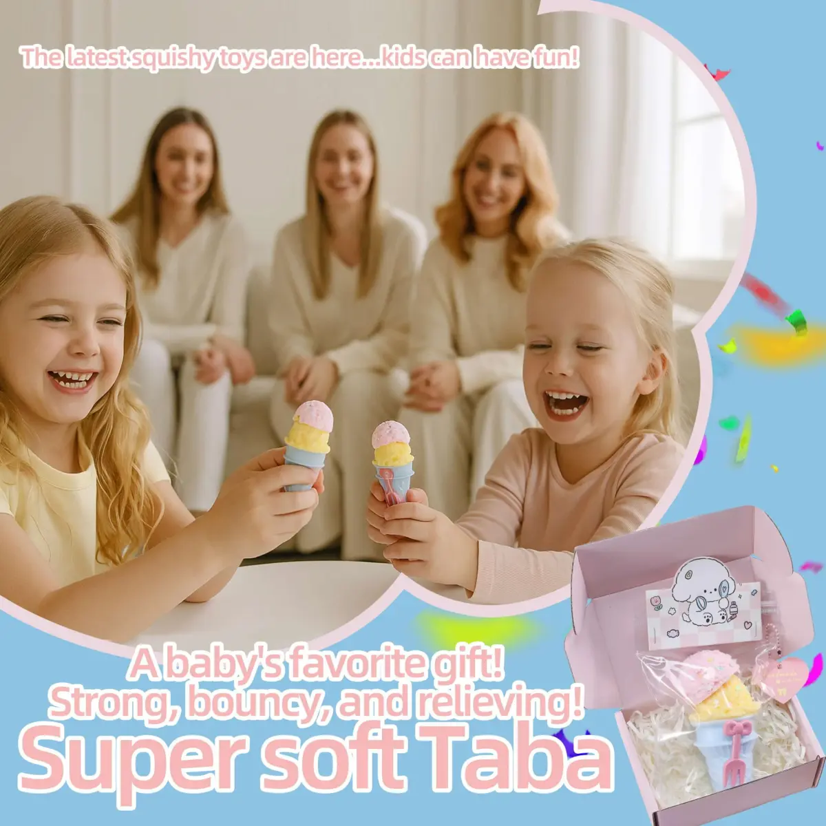 QCROAD SQUISHY Taba Ice Cream Squishy 15.1 cm (5.94" L x 2.76" W x 2.76" H) | Food-Grade Silicone Sensory Toy - view 7