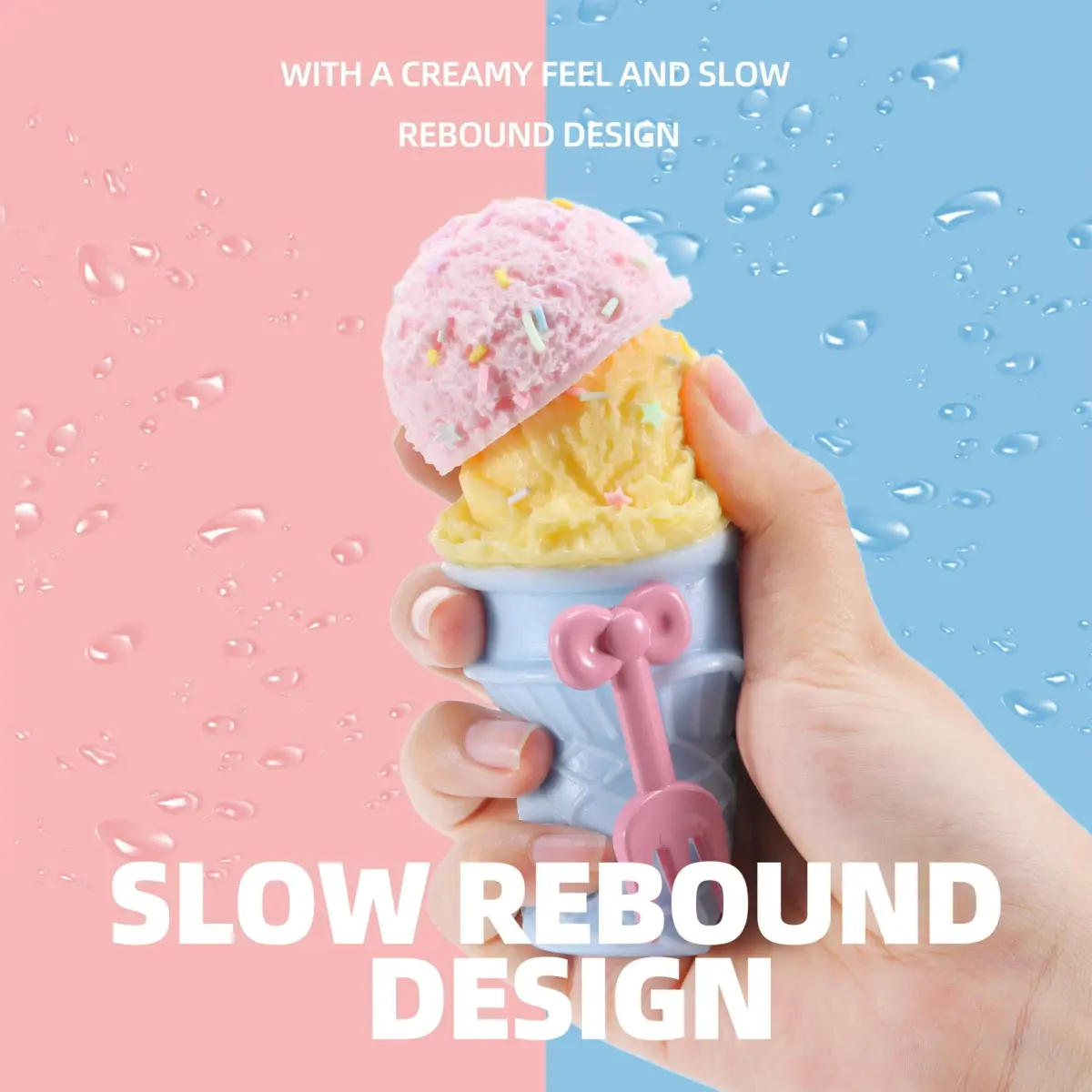 QCROAD SQUISHY Taba Ice Cream Squishy 15.1 cm (5.94" L x 2.76" W x 2.76" H) | Food-Grade Silicone Sensory Toy - view 3