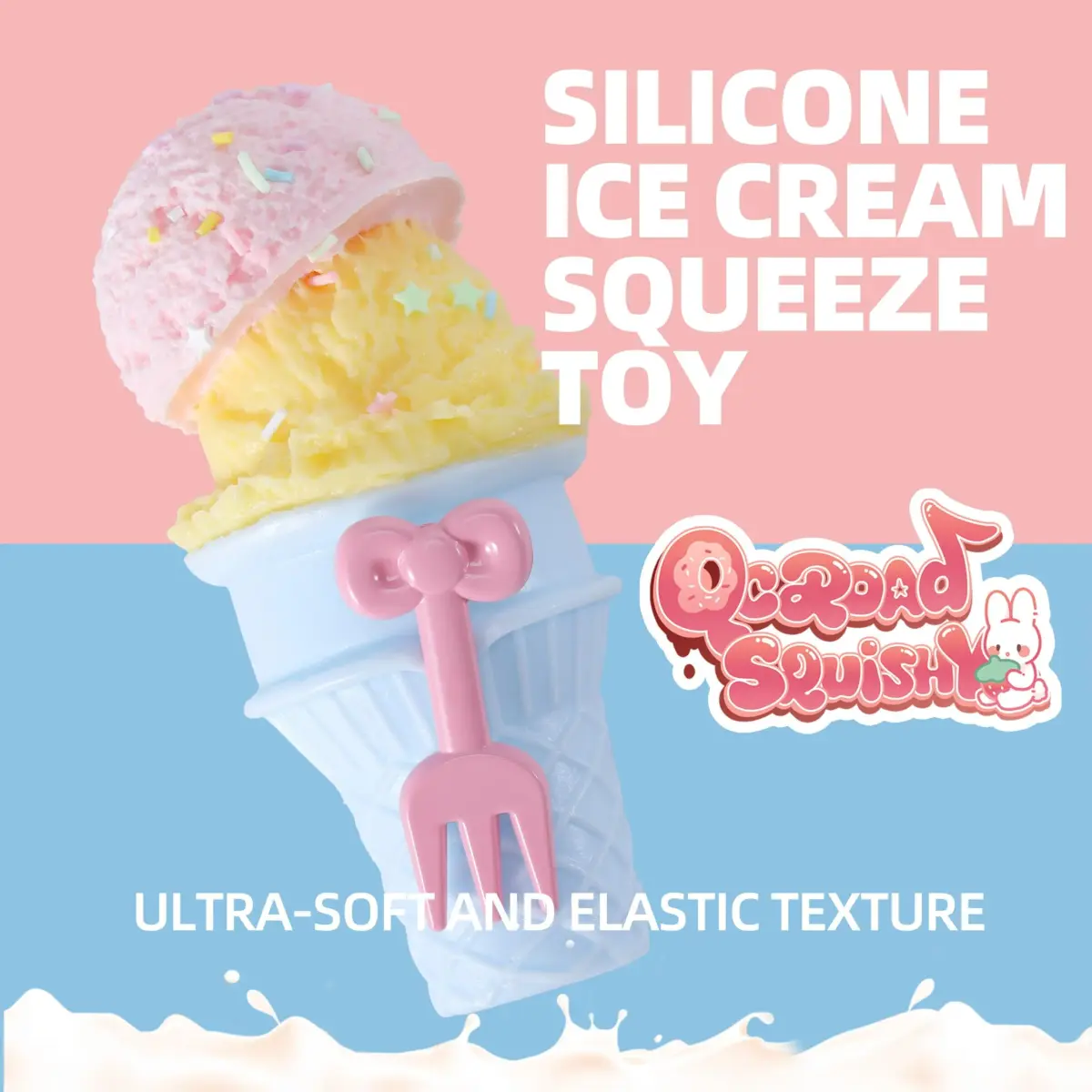 QCROAD SQUISHY Taba Ice Cream Squishy 15.1 cm (5.94" L x 2.76" W x 2.76" H) | Food-Grade Silicone Sensory Toy - view 4