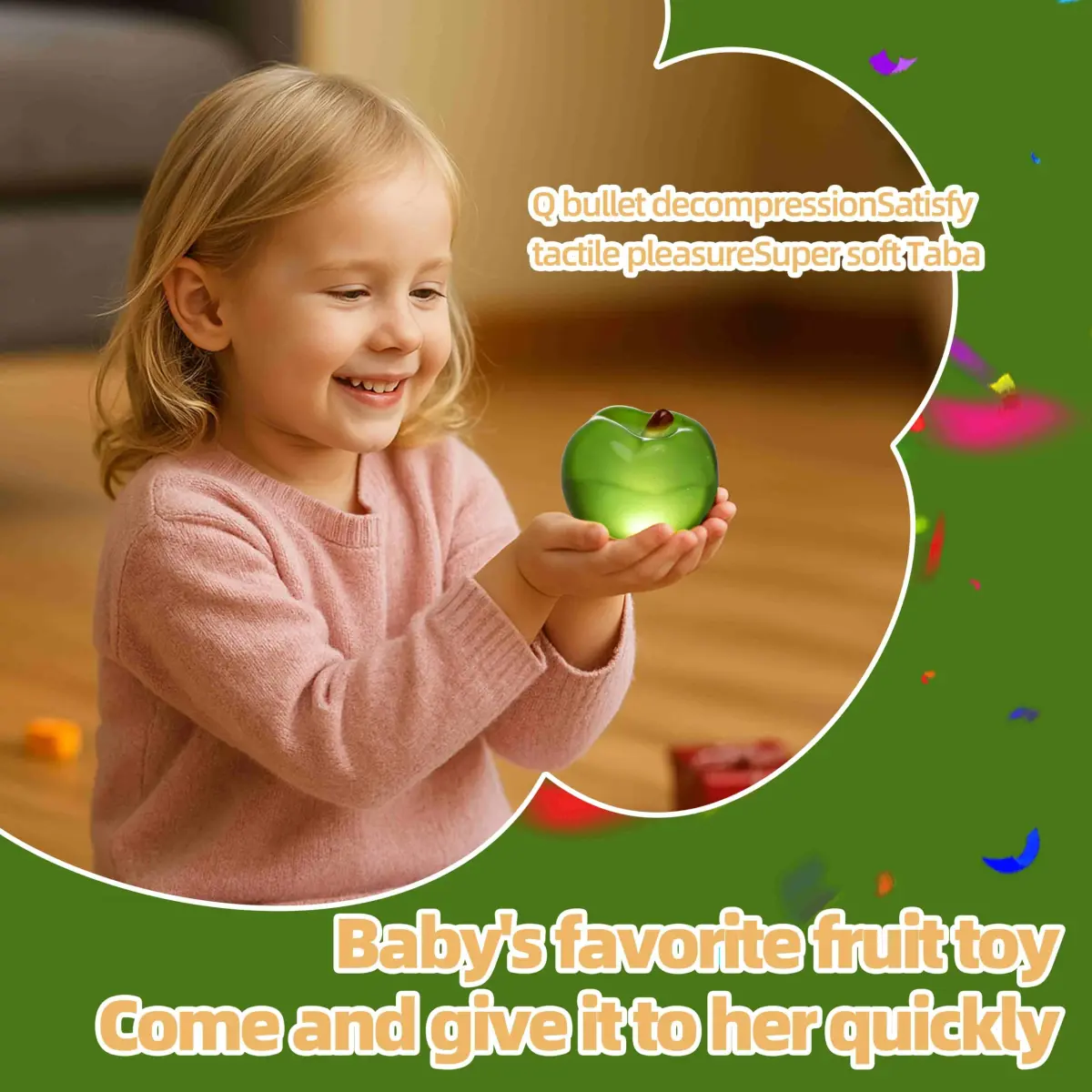 QCROAD SQUISHY Clear Apple Taba Squishy Toy 13.3cm (5.4in) | Non-Toxic Silicone Stress Fidget Toy - view 8