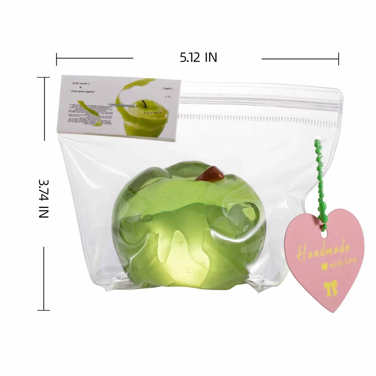 QCROAD SQUISHY Clear Apple Taba Squishy Toy 13.3cm (5.4in) | Non-Toxic Silicone Stress Fidget Toy - view 2