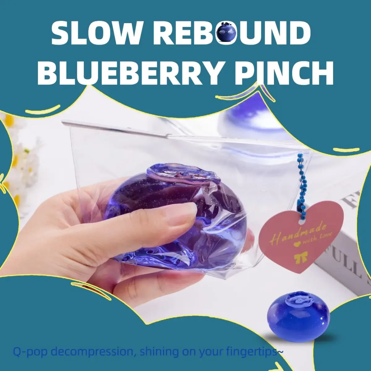 QCROAD SQUISHY Handmade Blueberry Squishy Toy 156 g (5.5 oz) | Safe Non-Toxic Jumbo Mochi Fidget Toy - view 5