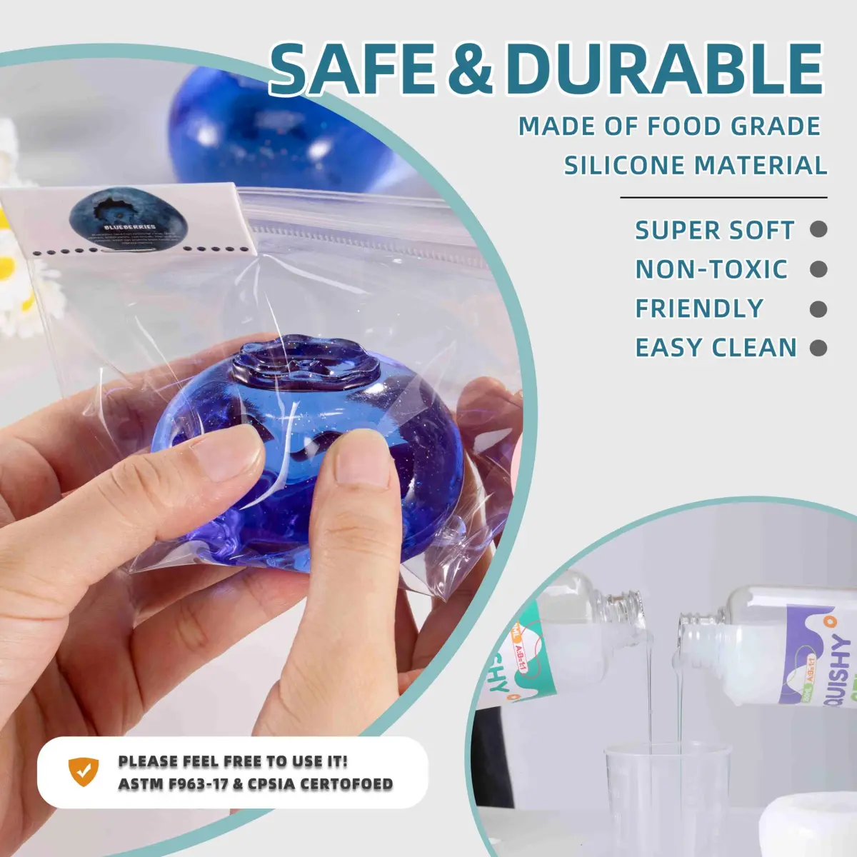 QCROAD SQUISHY Handmade Blueberry Squishy Toy 156 g (5.5 oz) | Safe Non-Toxic Jumbo Mochi Fidget Toy - view 4