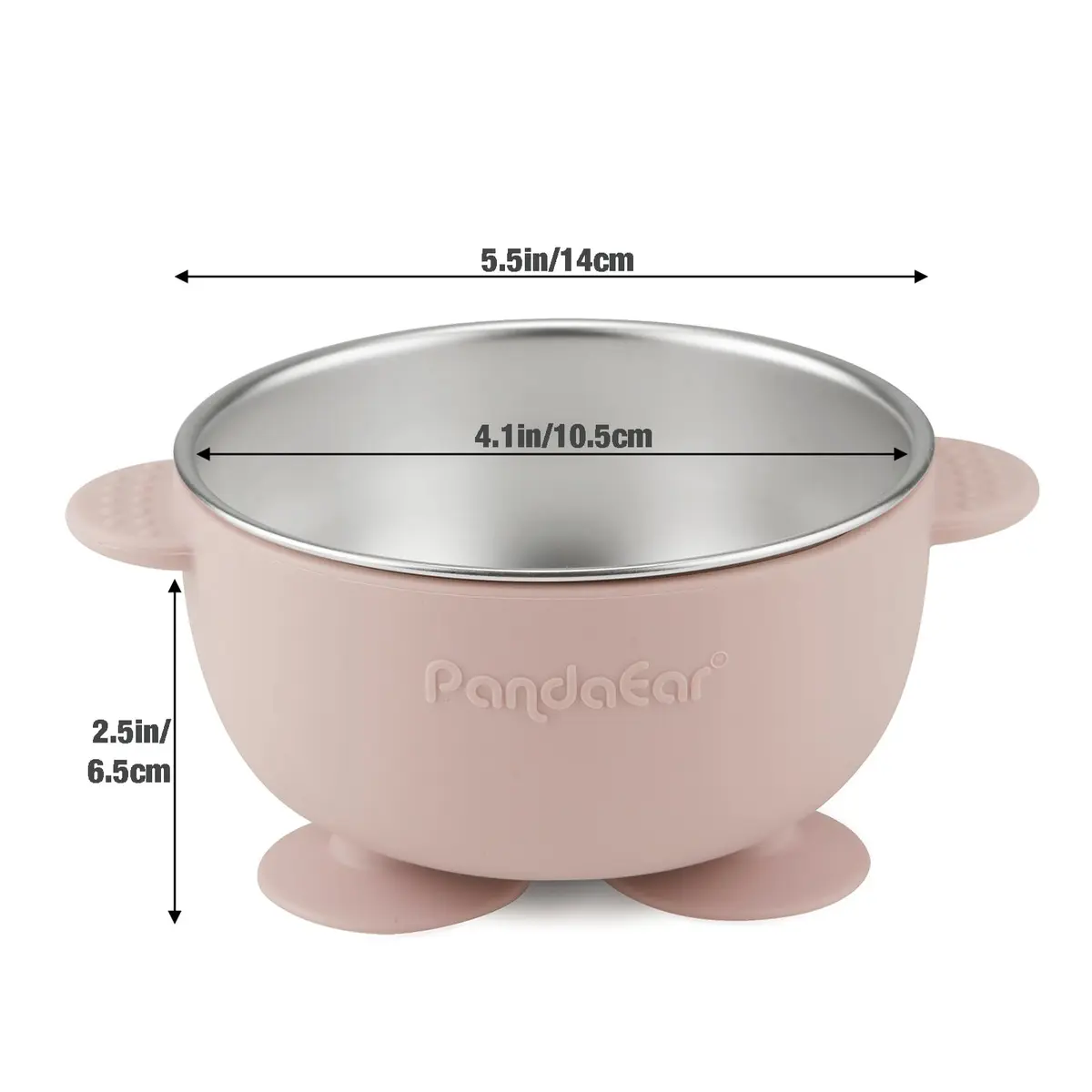PandaEar Stainless Steel Baby Suction Bowls 3 Pack | Non-Slip, Unbreakable & Mess-Free (Pink) - view 4