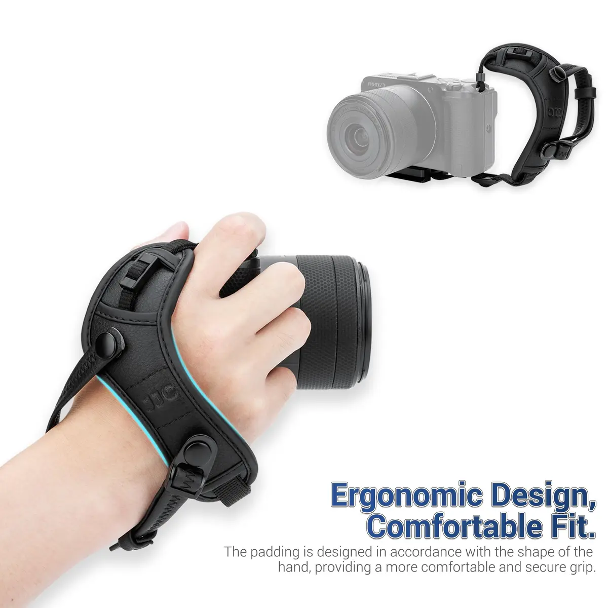 JJC Mirrorless Camera Hand Strap Wrist Strap for Canon EOS R50 R50V R100 | Adjustable Microfiber Support - view 2
