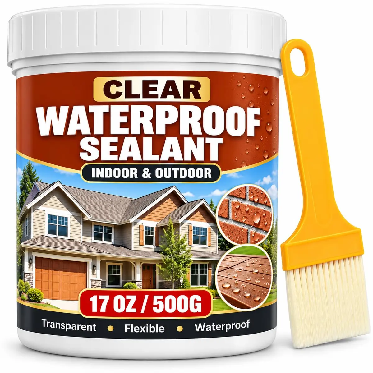 PIBEIBUK 17 Oz Transparent Waterproof Coating for Roofs, Concrete, Wood & Patios | Clear, Water-Based Sealant for Indoor & Outdoor Use - main product image
