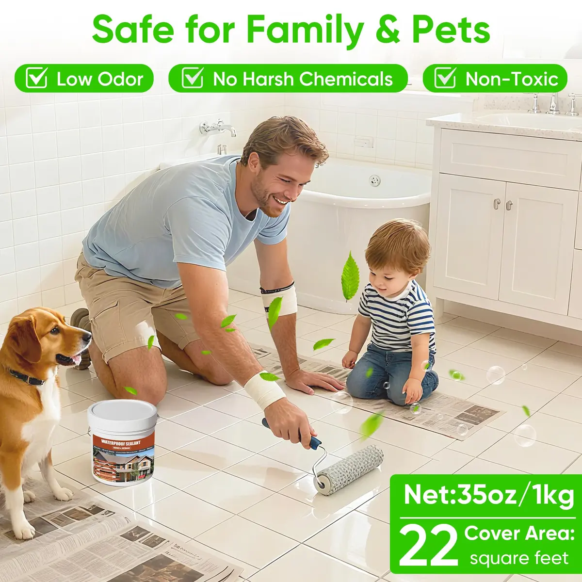 PIBEIBUK 17 Oz Transparent Waterproof Coating for Roofs, Concrete, Wood & Patios | Clear, Water-Based Sealant for Indoor & Outdoor Use - view 2