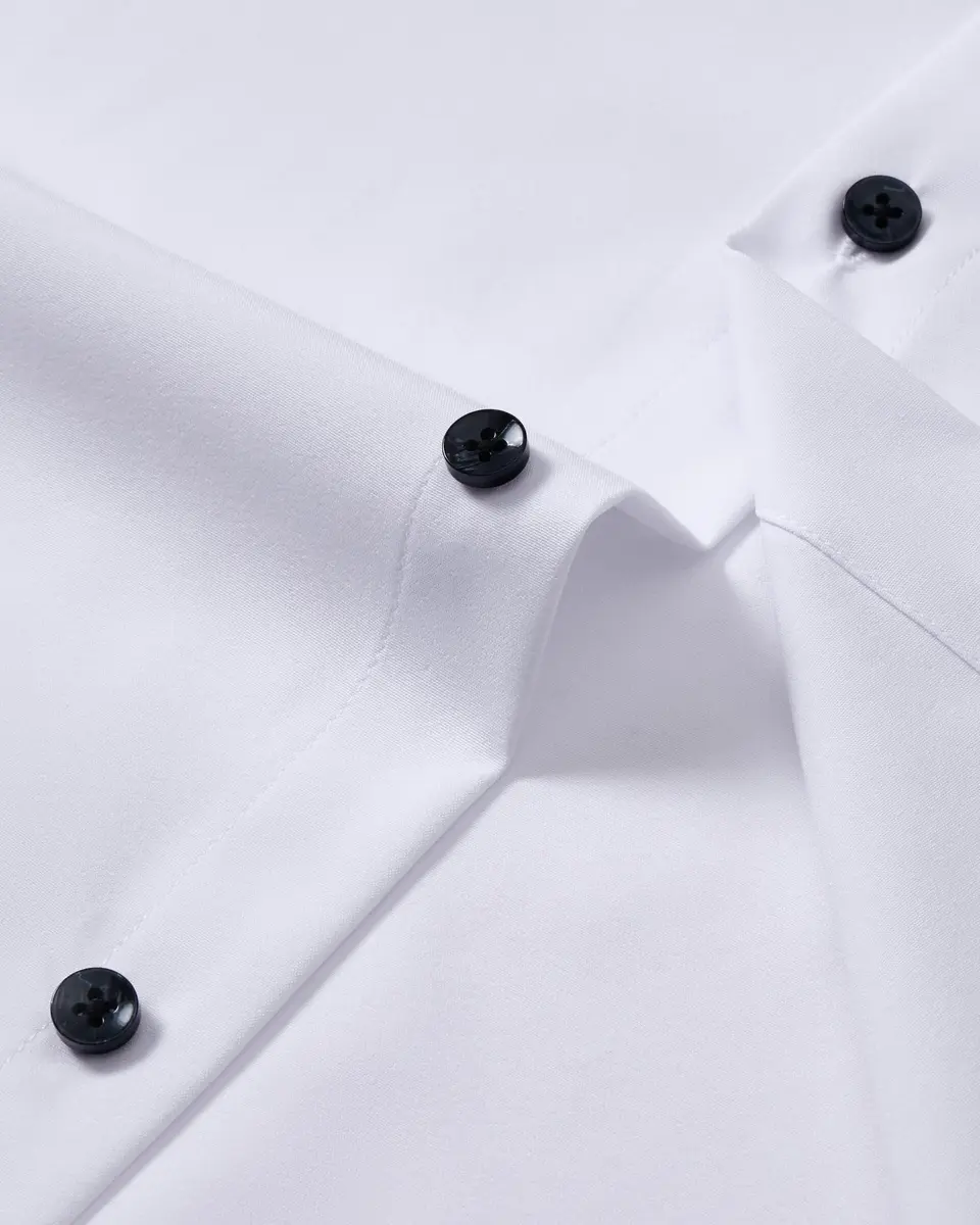 Alimens & Gentle White Men's Classic Fit Long Sleeve Dress Shirt | 94% Polyester, 6% Spandex - view 5