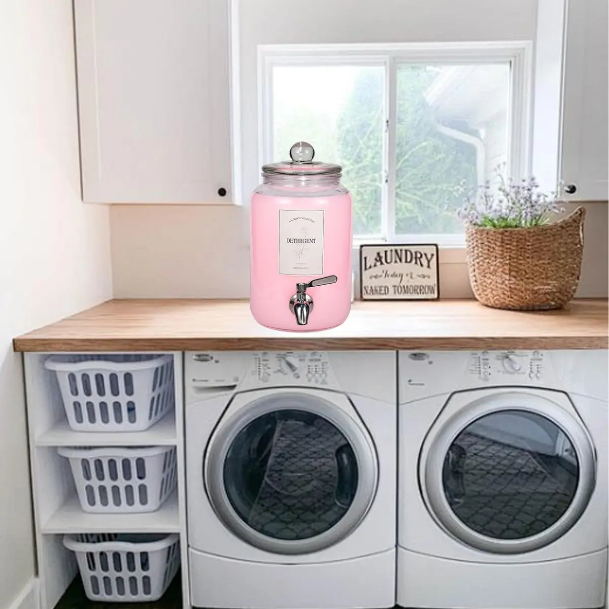 ChildLike Water Dispenser 108oz | Leak-Proof Glass Laundry Organizer - view 5