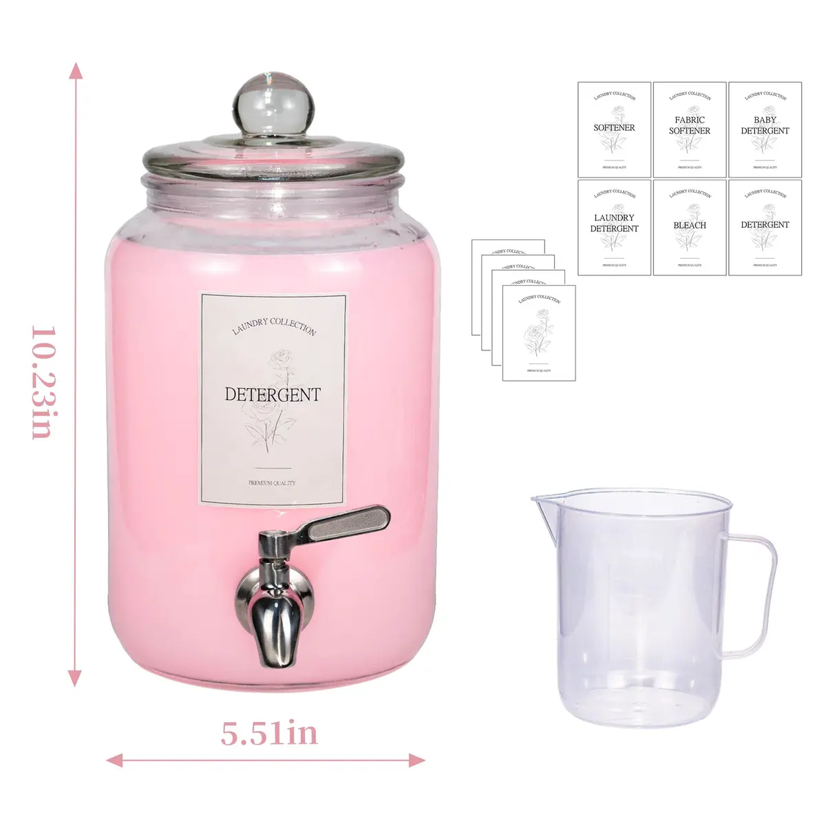 ChildLike Water Dispenser 108oz | Leak-Proof Glass Laundry Organizer - view 6