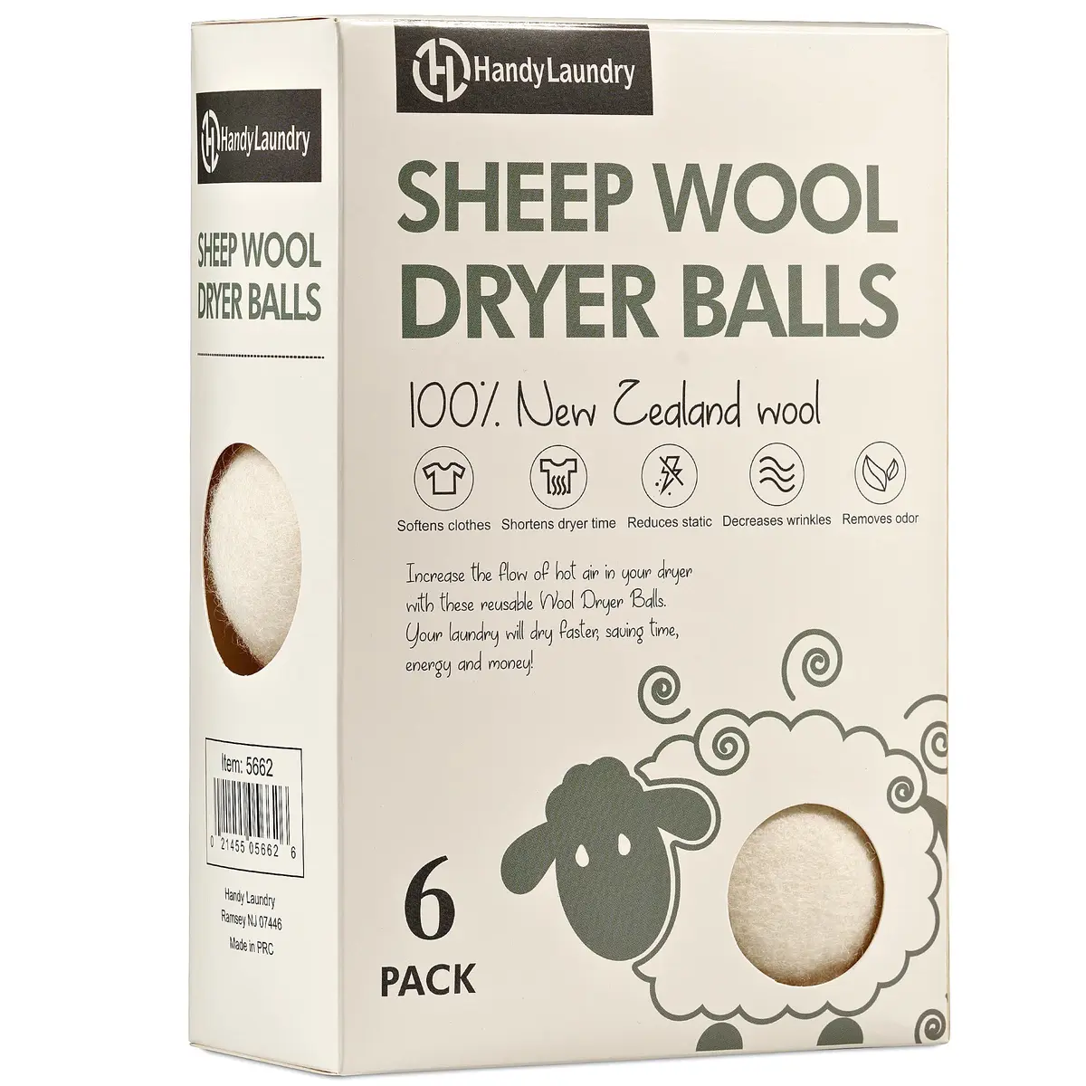 Handy Laundry Wool Dryer Balls 12-Pack, Reusable Natural Fabric Softener | 0.69 kg (1.52 lb) Pack - view 2
