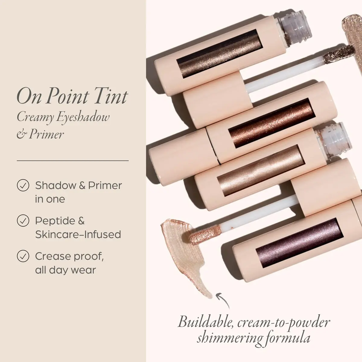 PÜR MINERALS Creamy Eyeshadow & Primer with Peptides, Cashmere | Buildable, Cream-to-Powder Formula for Light to Medium Coverage - view 2