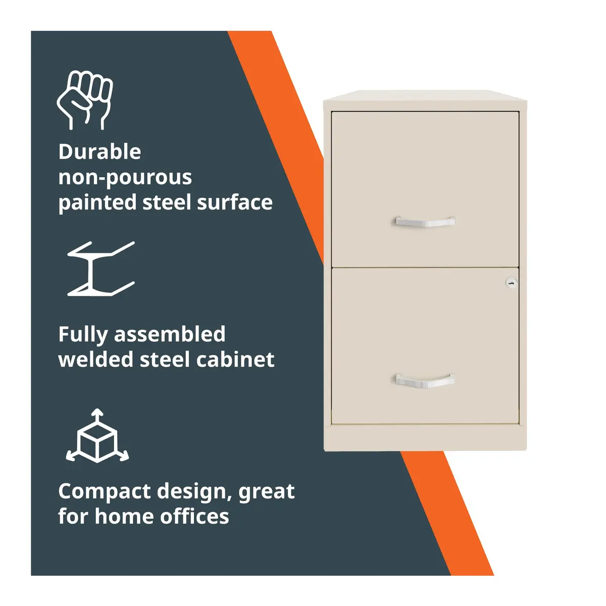 NuSparc 2 Drawer Locking Filing Cabinet | Steel, Space-Saving, Letter-Size | Home & Small Office - view 2