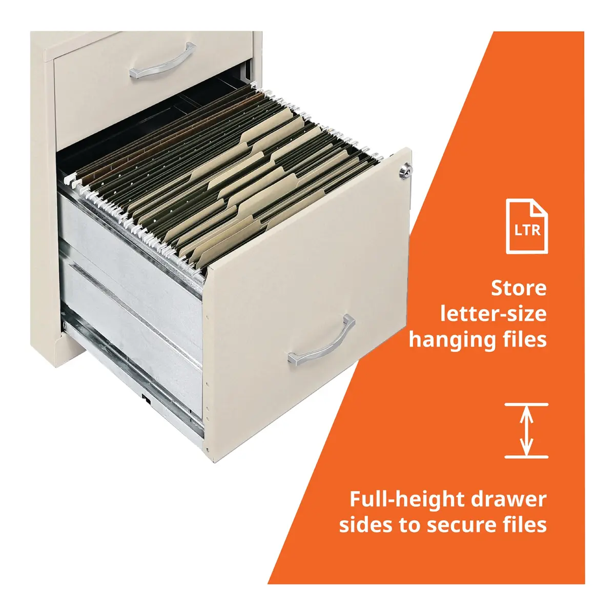 NuSparc 2 Drawer Locking Filing Cabinet | Steel, Space-Saving, Letter-Size | Home & Small Office - view 3