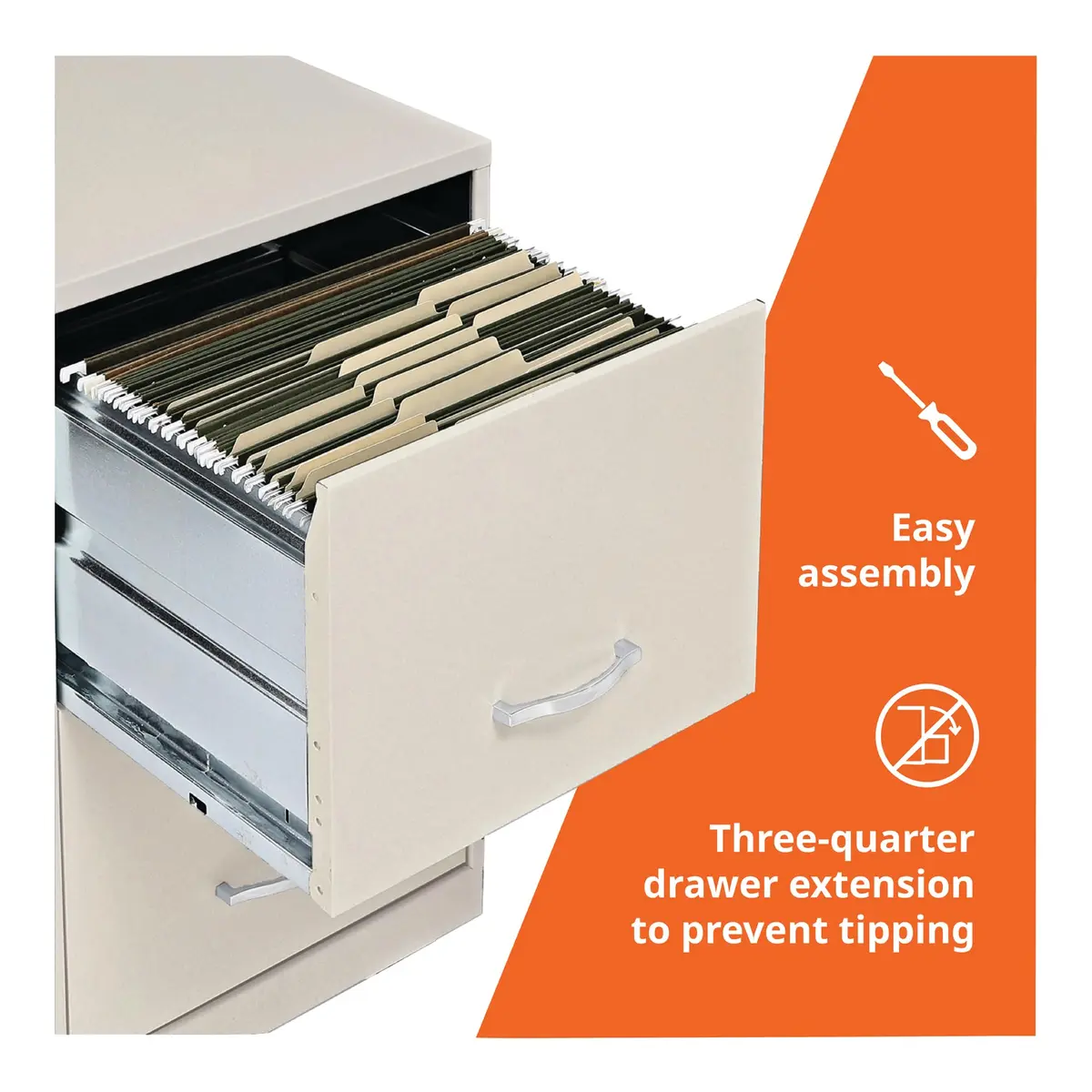 NuSparc 2 Drawer Locking Filing Cabinet | Steel, Space-Saving, Letter-Size | Home & Small Office - view 4