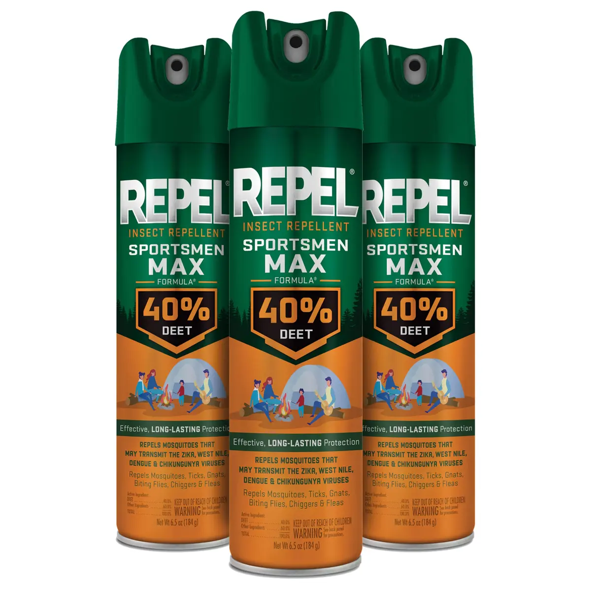 Repel Sportsmen Max Mosquito & Insect Repellent 192ml (6.5 Fl Oz) | 40% DEET, Pack of 3 - main product image