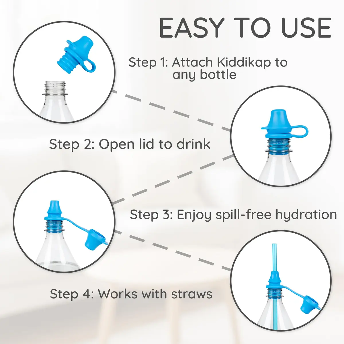 KIDDIKAP Silicone Bottle Topper 2 Pack Fits 28mm | Spill-Proof, Reusable & Dishwasher Safe - view 6