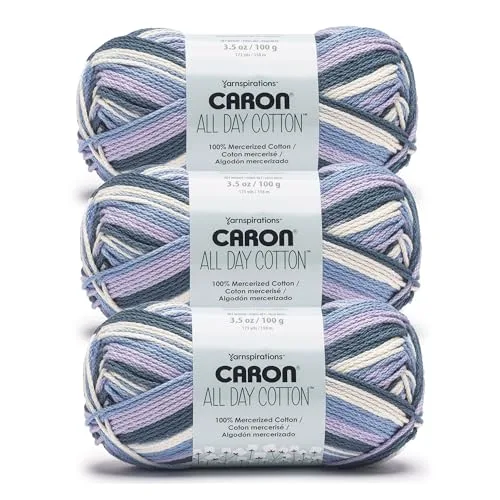 Caron All Day Cotton Yarn (3-Pack, 300g/10.5oz) | Soft Mercerized Cotton for Knitting & Crochet - main product image