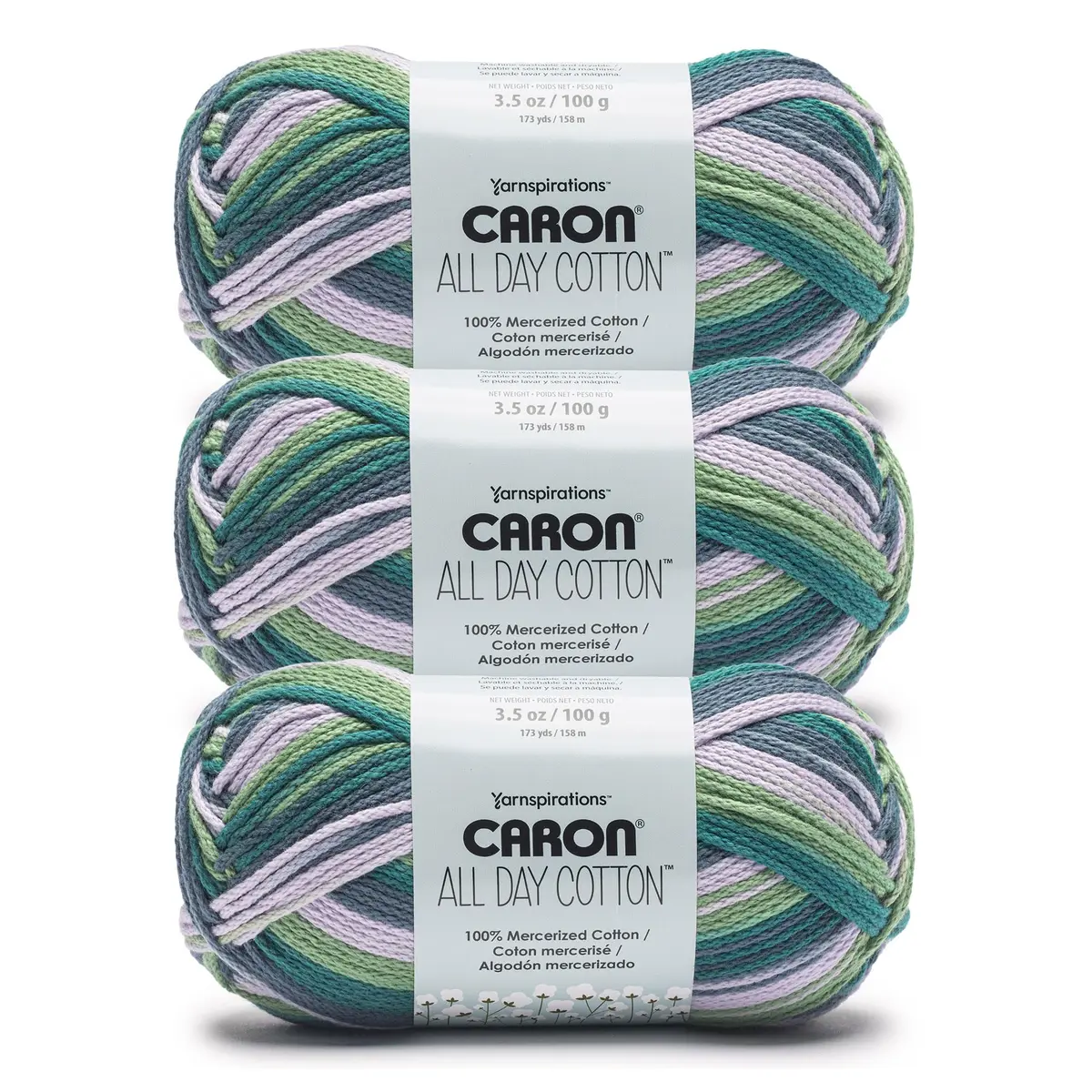 Caron All Day Cotton Prints Yarn Starling #4 Worsted 300g (10.58 oz) | 100% Mercerized Cotton for Crochet & Knitting - main product image
