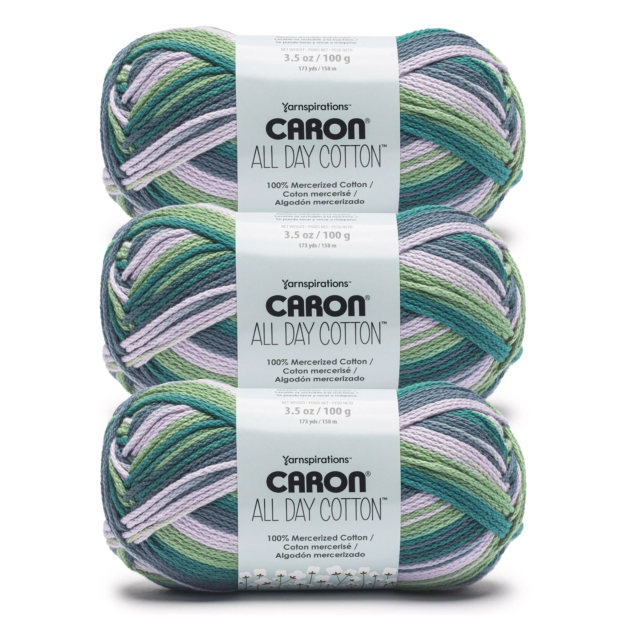 Caron All Day Cotton Yarn Starling - 3 Pack (300g / 519 yds) | Mercerized Cotton for Knitting & Crochet - main product image