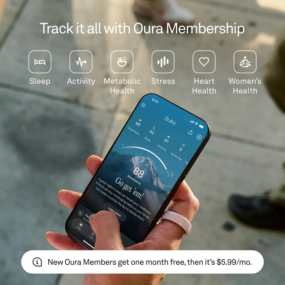 Oura Ring 4 Ceramic Midnight Smart Ring Size 8 | Tracks Sleep, Activity, Women's Health, AI Advisor, 5-8 Day Battery Life - view 6