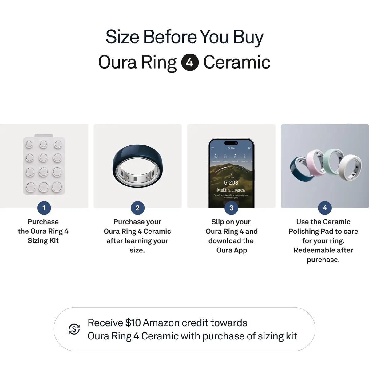 Oura Ring 4 Ceramic Midnight Smart Ring Size 8 | Tracks Sleep, Activity, Women's Health, AI Advisor, 5-8 Day Battery Life - view 3